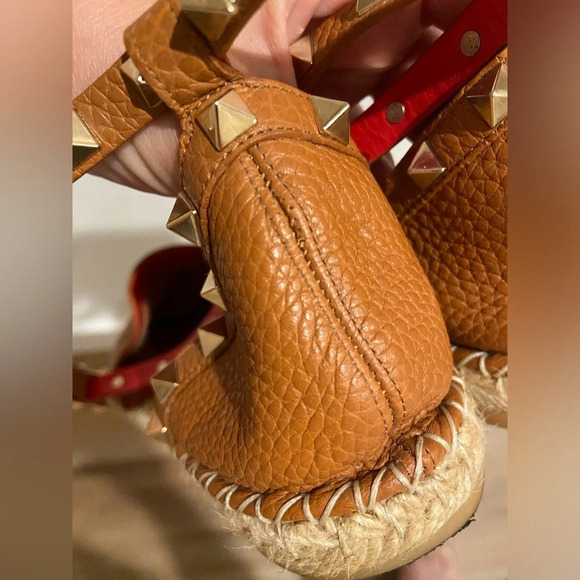Valentino Double Wrap Leather Espadrilles Camel Size EU 40/US 10 - Picture 4 of 10
